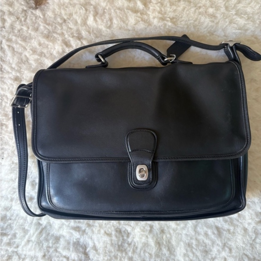 Vintage Coach 90s - Black Metropolitan Briefcase - 5180 - with nickel hardware - Picture 10 of 10